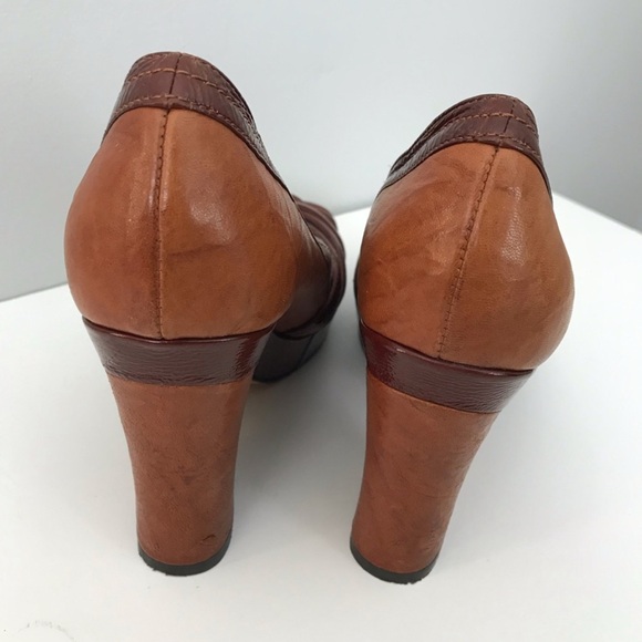 Taryn Rose Brown Leather Peep-Toe woven heels EUC sz 8 - Picture 4 of 9